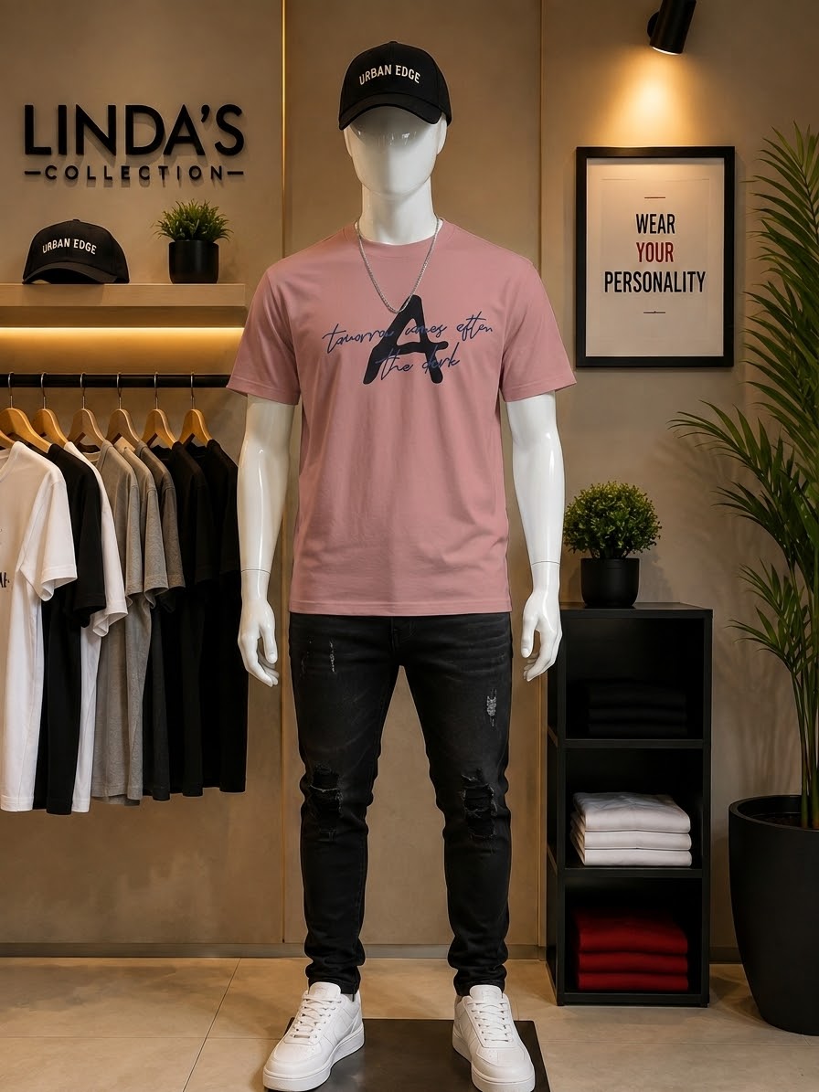Dusty pink graphic tee from Linda's Collection